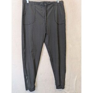 Albion Fit Jetset Joggers Womens Medium Black White Dash Print Ankle Zip Pants